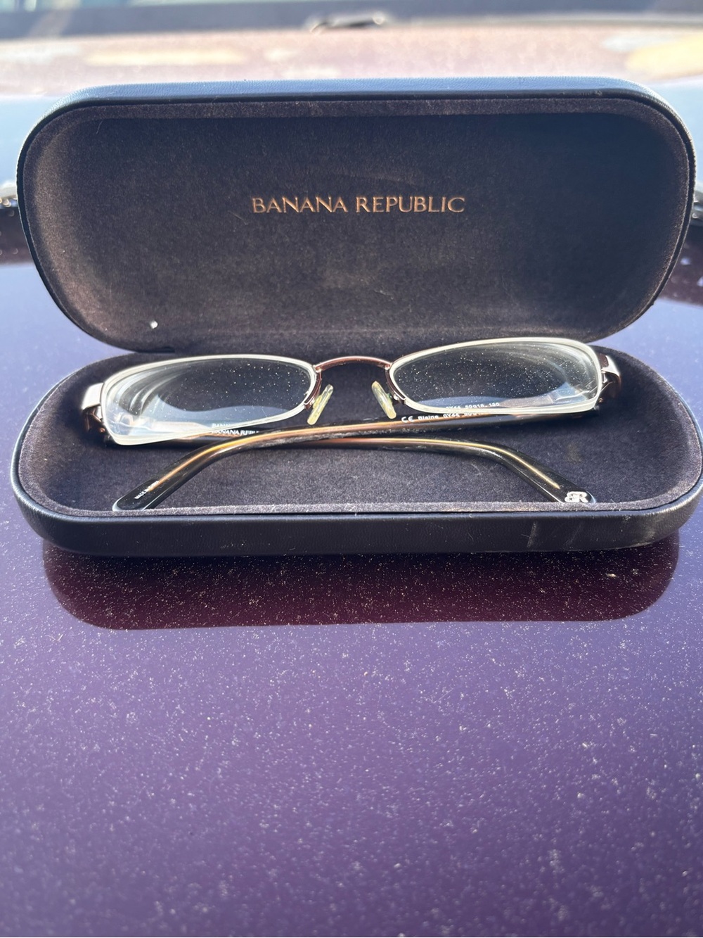 Banana Republic Semi-Rimless Glasses in Dark Brown with Gold Accents